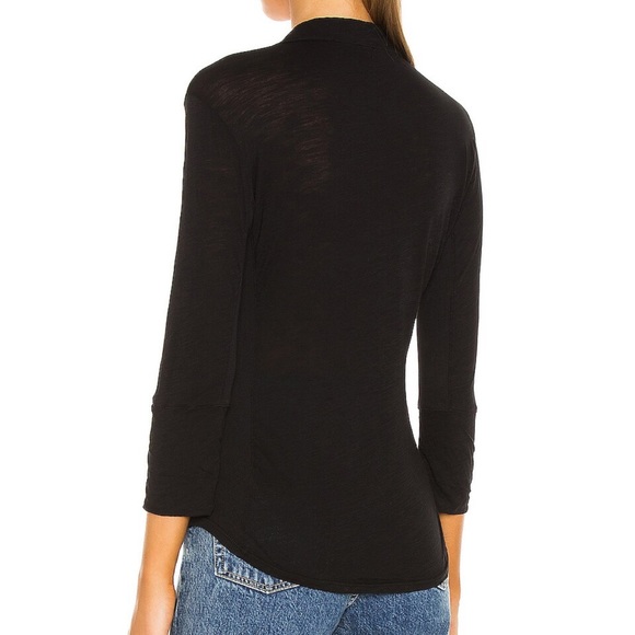 James Perse Slub Side Panel Button Front Shirt in Black Size 2 - Picture 12 of 14